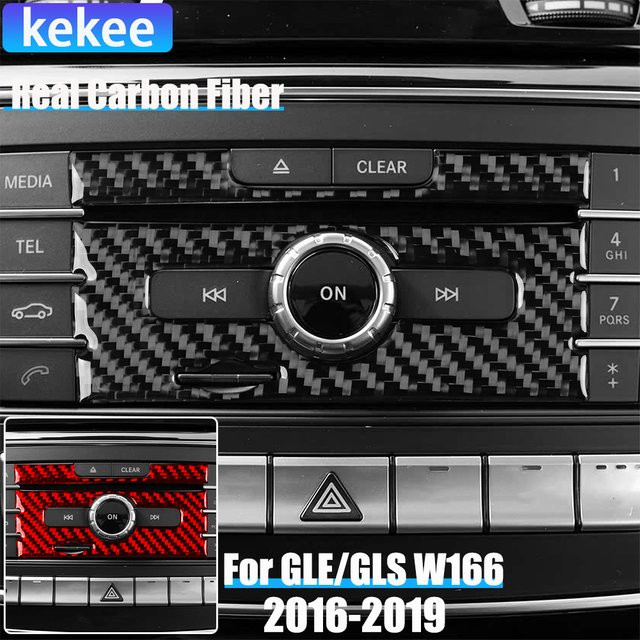 RRX CARBON Echt Carbon CD-Player Blende als Aufkleber für Mercedes-Benz W166 GLE/GLS, Schwarz - Bild 1