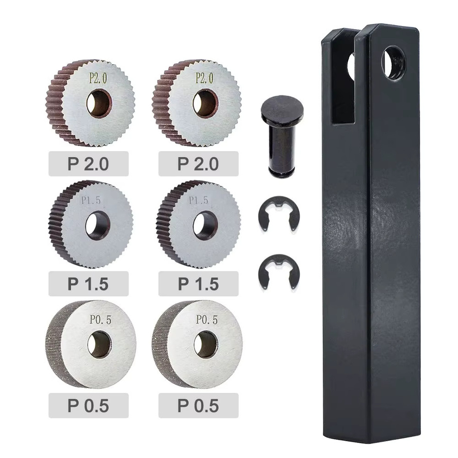XCAN Einzelrad-Rändelwerkzeug-Set, 7-teilig, gerade und linear, Farbe: Silber, Rastermaß 0,5 mm, 1,5 mm und 2 mm für die Drehmaschine - Bild 6