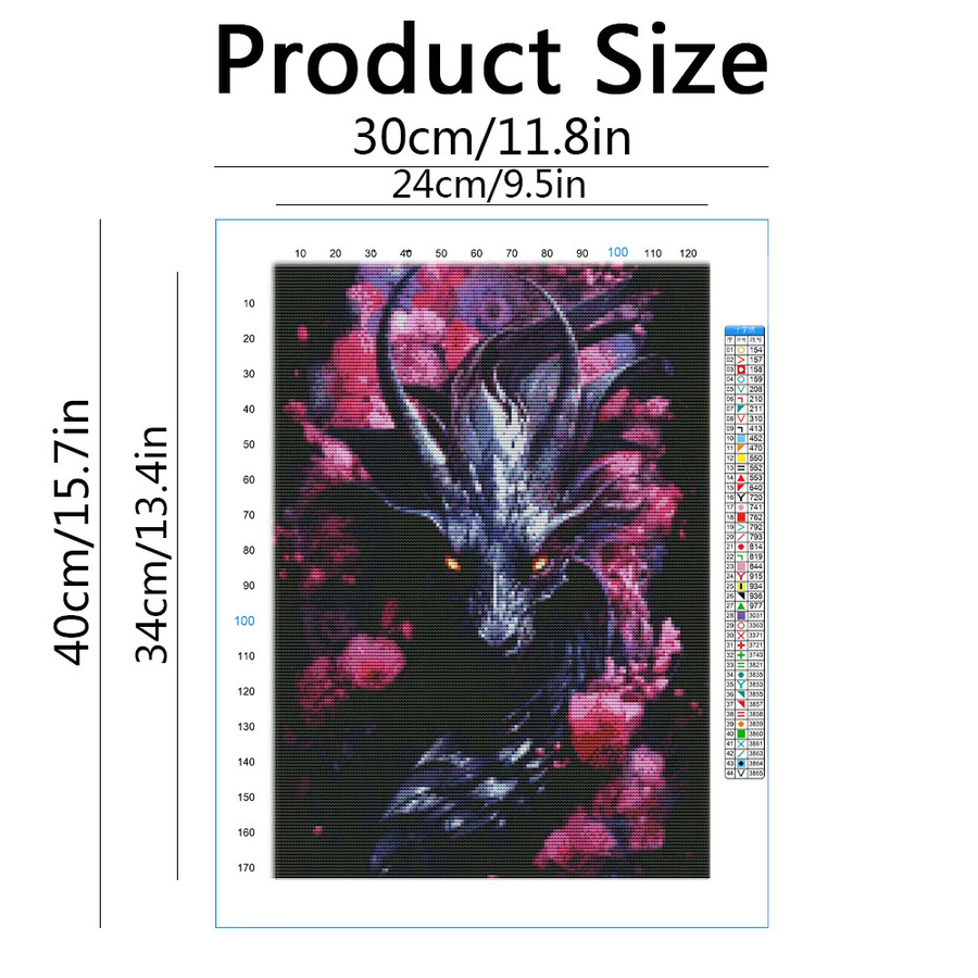 Evershine Kreuzstich-Set Drache in Multicolour, 11ct Stickerei-Set mit Stoff und Zubehör für deine Handarbeit - Bild 2