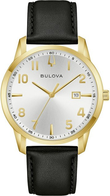 Bulova Herrenuhr, Quarz, Edelstahl, 40 mm, Leder, Silber, 3 ATM - Bild 1