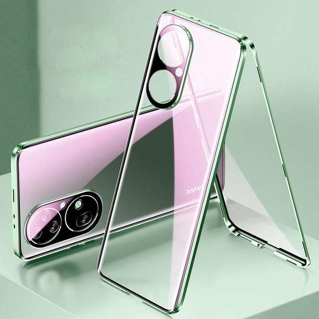 Huawei Handyhülle mit 360-Grad-Doppelglasschale und magnetischer Adsorption sowie Objektivschutz in Grün für Pura 70 P60 50 40 Pro Honor 80 70 Mate 60 50 40 Pro und Nova 10 - Bild 1