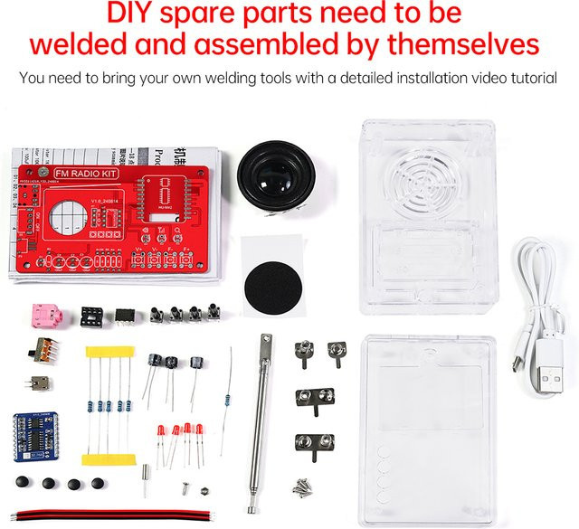 RDA5807 FM Radio DIY Kit mit Digitalanzeige und Micro USB Anschluss für Schweißübungen (87-108 MHz) - Bild 1