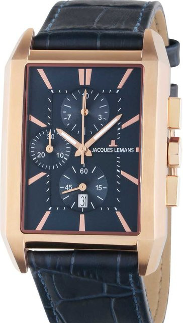 Jacques Lemans Chronograph, Edelstahl, Quarz, rechteckig, 34 mm, Herren - Bild 1
