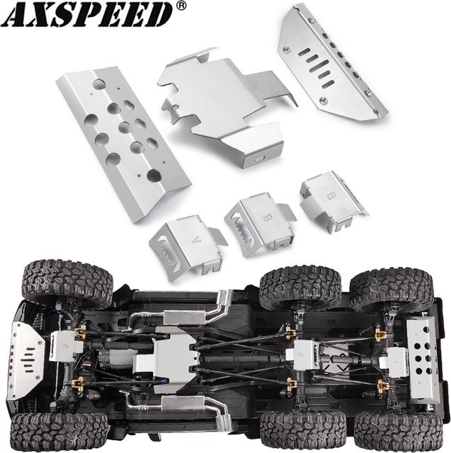 AXSPEED TRX6 Chassis Armor Achsschutz Unterfahrschutz, Metall, Grau - Bild 1