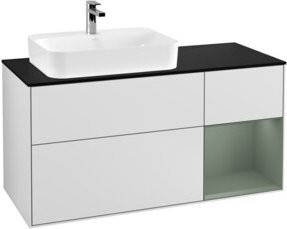 V&B Finion Waschtischunterschrank in Weiß, Wandmontage mit integrierter Beleuchtung und offenen Regalfächern, Breite: 120 cm - Bild 1