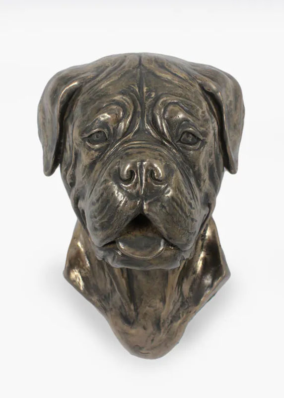 Hängende Hundestatuette Bordeauxdogge von Art-Dog als dekorative Büste in Braun und Mehrfarbig aus Kunstharz und Metall - Bild 4