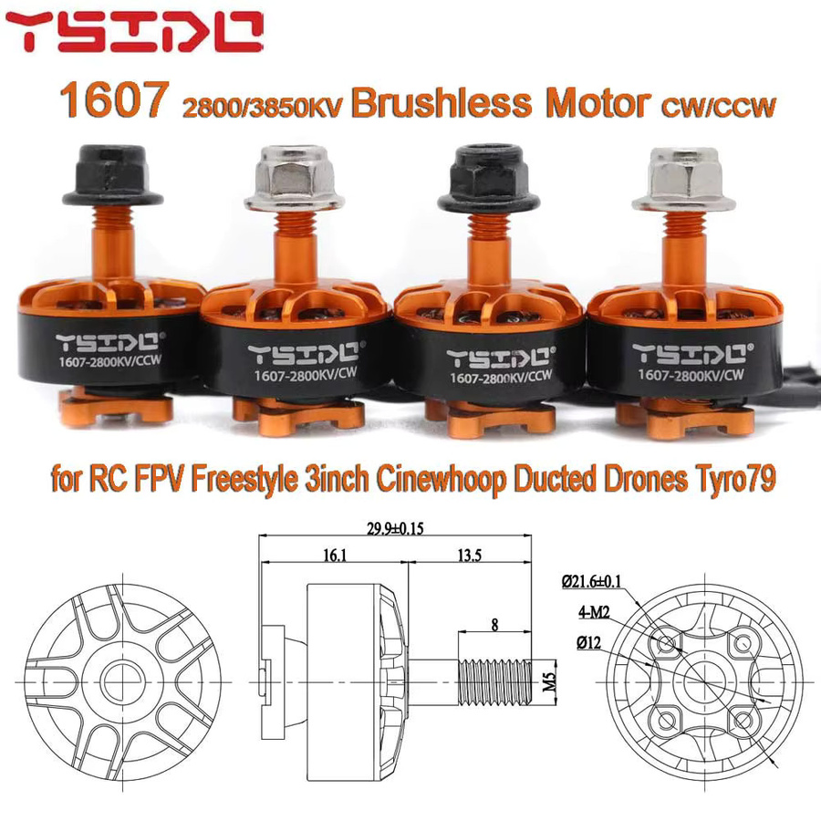 YSIDO Bürstenloser Motor Orange für RC FPV Racing Drone und Quadcopter DIY Upgrade - Bild 3
