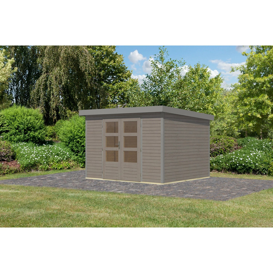 Karibu Gartenhaus Diego 5 D in Wassergrau/Graualuminium, B/T/H: 298 x 209 x 242 cm - Bild 2