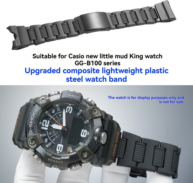 Casio Uhrenarmband, Kunststoff, Edelstahl, Schwarz, Unisex - Bild 1