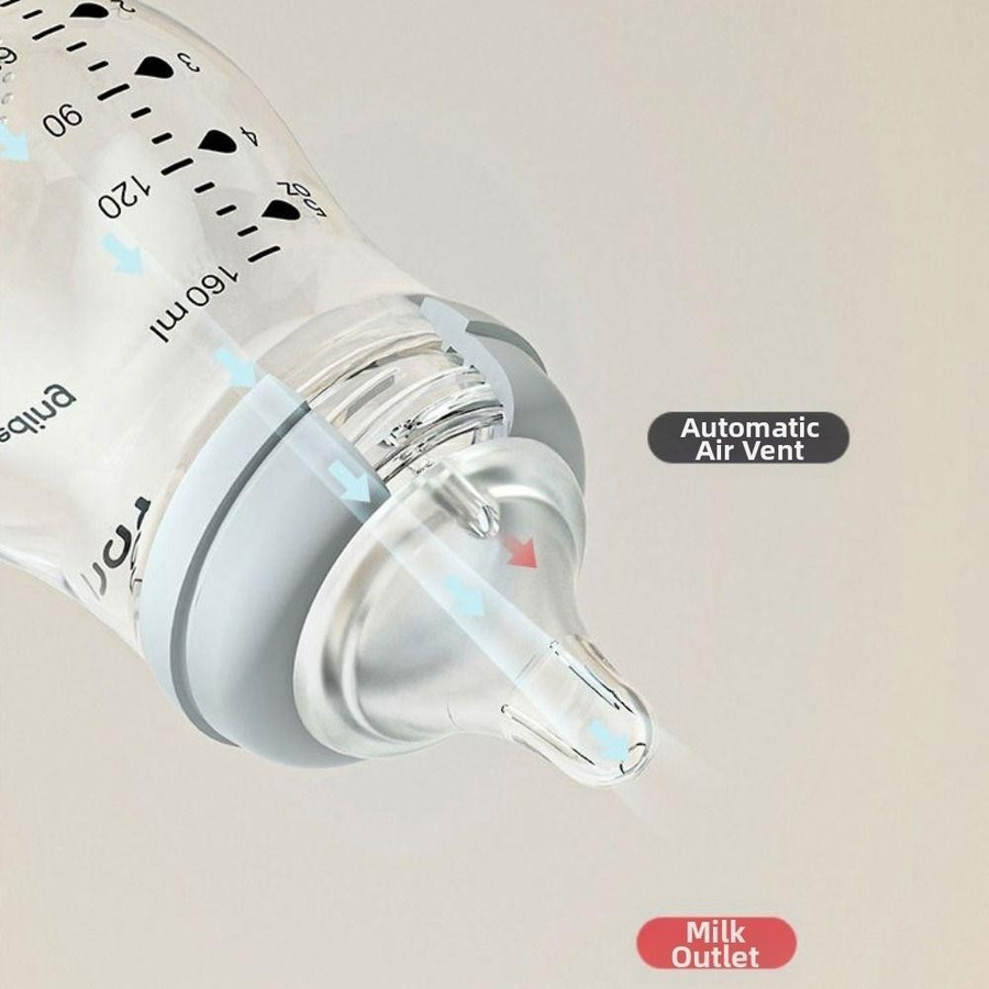Senmao Blähungshemmende Babyflasche aus Glas mit Anti-Colic-Ventil, Pink, 80 ml - Bild 1