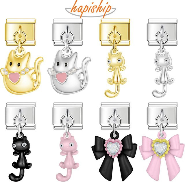Hapiship Armband, Edelstahl, Katze, Bowknot, 9mm - Bild 1