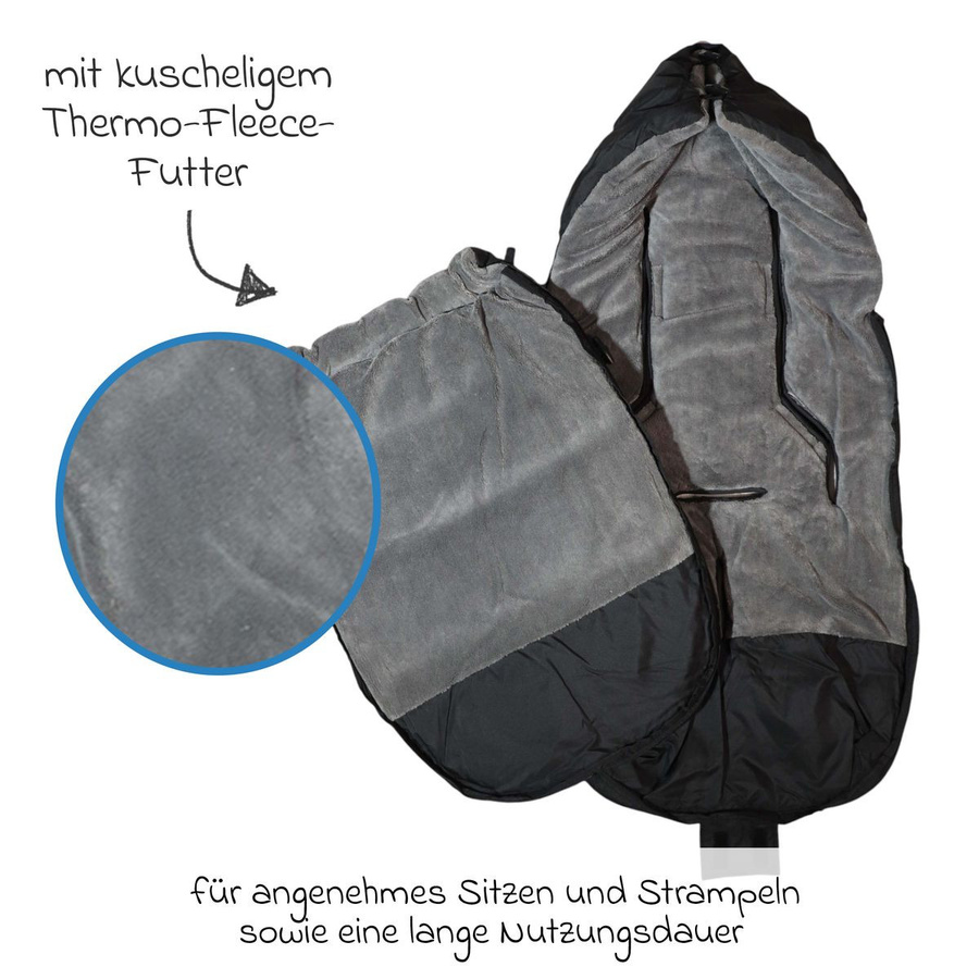 Kaiser Thermo-Fleece Fußsack Akiko für Buggy, Sport- und Kinderwagen in Black Grey - Bild 4