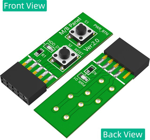 DIY PC Montage Werkzeug 10Pin 2x5Pin Mainboard Schalt Tester Adapter mit Reset Taste in Grün - Bild 1
