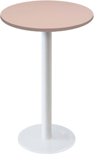 RestooTab Stehtisch Rome rund in Weiß und Altrosa mit zentraler Säule, Höhe: 113 cm, Durchmesser: 60 cm - Bild 1