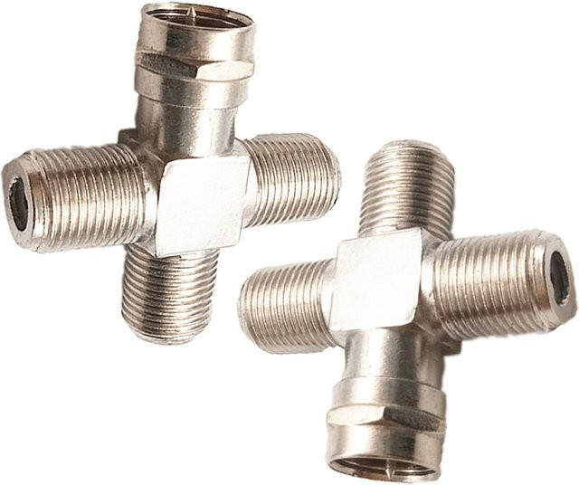 FRHY 2er-Set 4-Wege F-Typ Stecker Splitter Imperial System F-Buchse auf Stecker Adapter für Kabel TV und Satellit RG6 Koaxialkabel in Silber - Bild 1