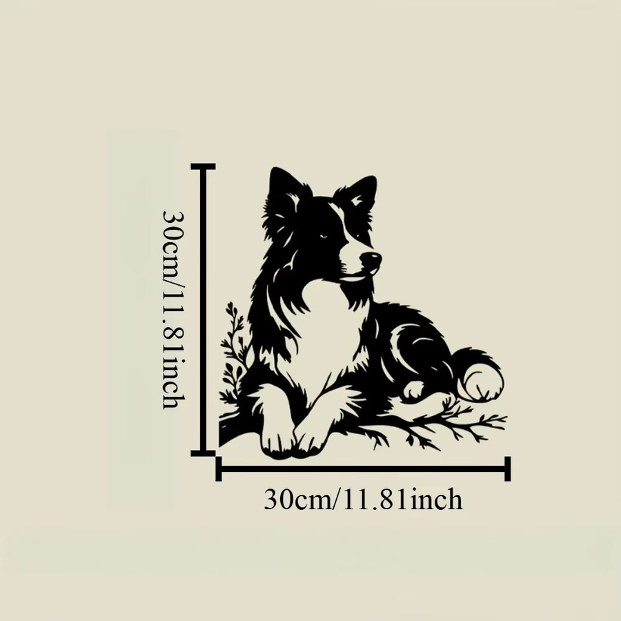 CIFBUY Wandkunst aus Metall Border Collie Hund in Schwarz als Eisenskulptur für Garten, Terrasse und Heimdekoration - Bild 3