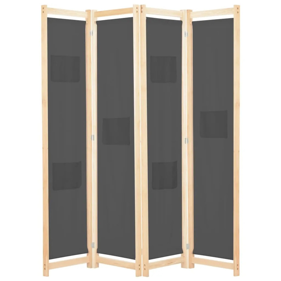 vidaXL 4-teiliger Raumteiler Grau Stoff H x B x T: 170 x 160 x 4 cm - Bild 2