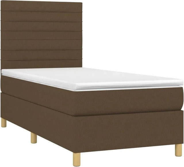 vidaXL Boxspringbett Hybrid mit Matratze und LED-Unterbettbeleuchtung Dunkelbraun B: 80 cm, T: 200 cm, H: 118 cm - Bild 1