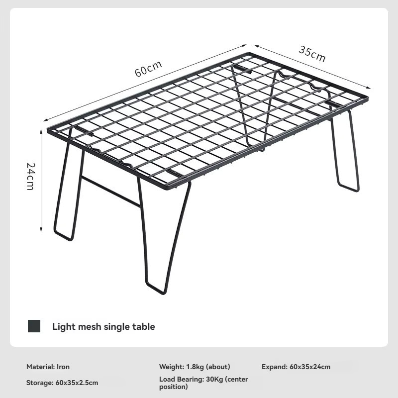CAMPINGMOON T-235 Eisen-Aufbewahrungstisch für Outdoor und Camping, multifunktionaler tragbarer Klapptisch aus Metall in Schwarz - Bild 2