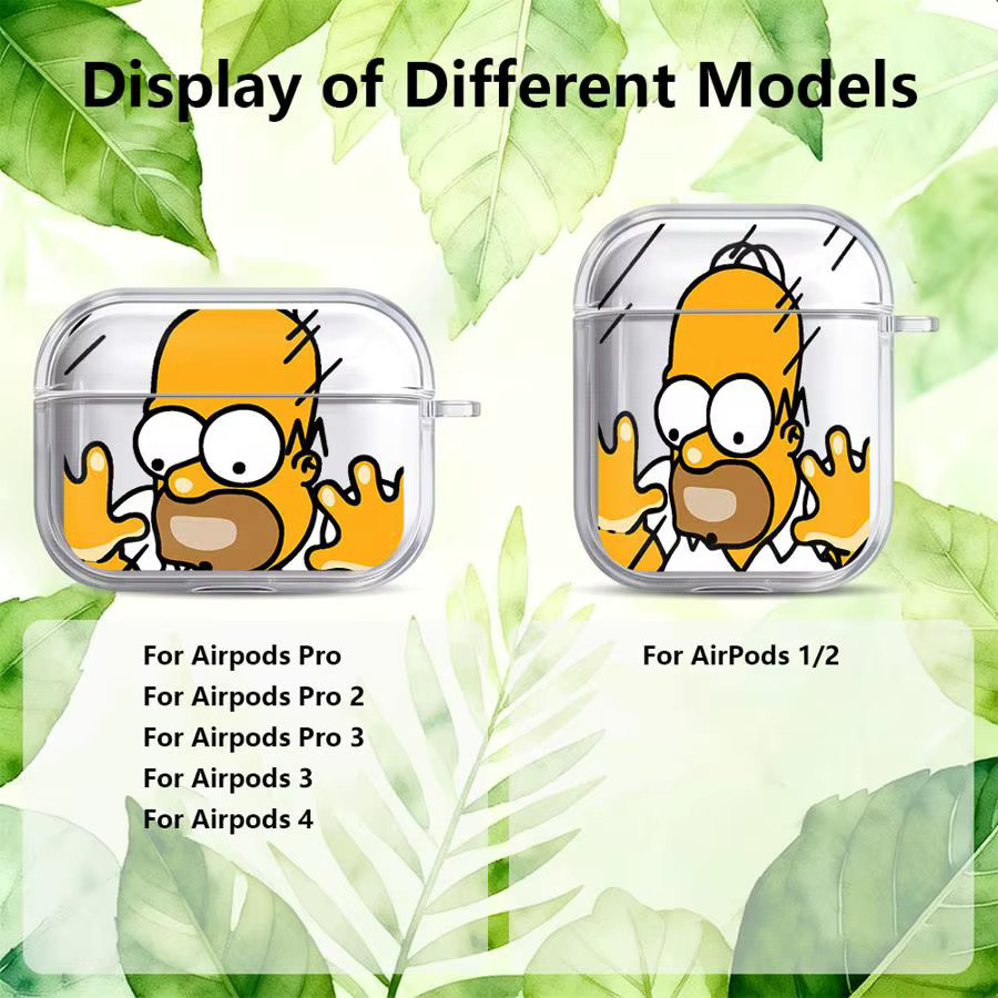 The Simpsons Cartoon Schutzhülle für AirPods Pro, Pro 2, Pro 3, AirPods 1, 2, 3, 4, transparent - Bild 2