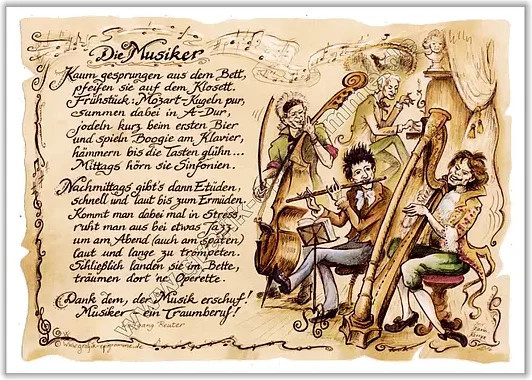 Zunftbild Musiker als Paper Poster auf Antikpapier in Multicolor, Format A4 - Bild 1
