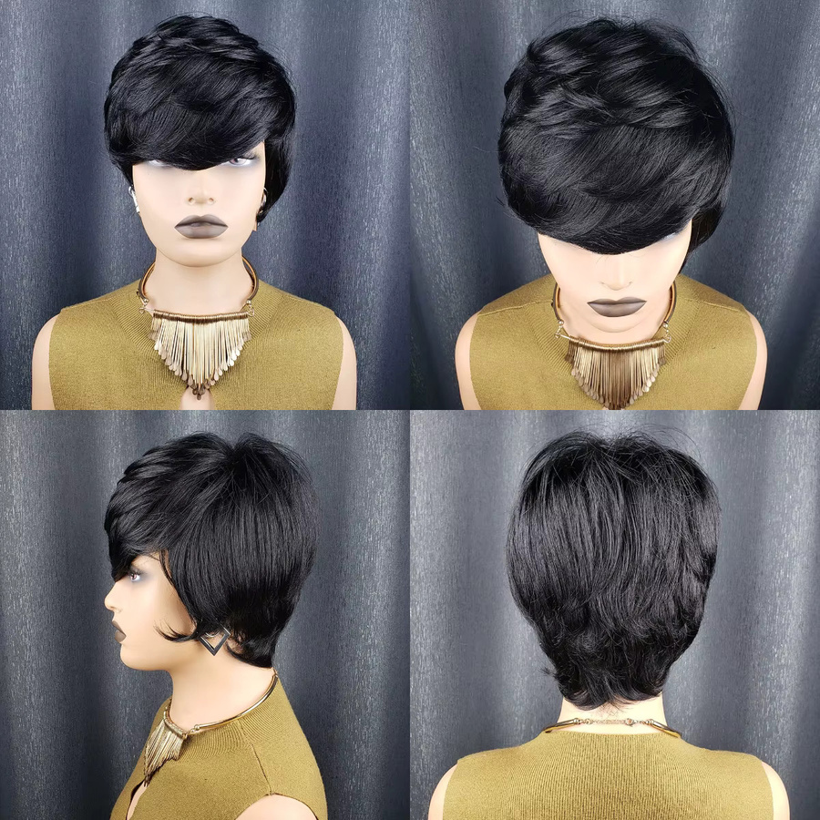 OYM HAIR Pixie-Perücke, Echthaar, Brasilianisches Haar, Damen - Bild 4