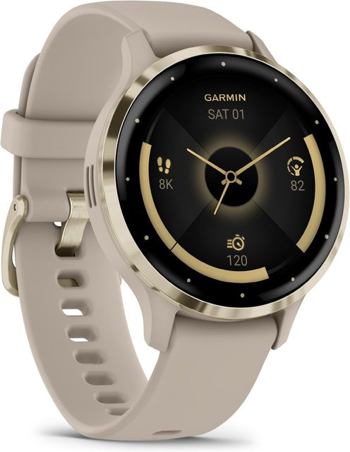 Garmin Venu 3S Smartwatch, 41 mm, Silikon, Damen, Grau, Gold, Beige - Bild 1