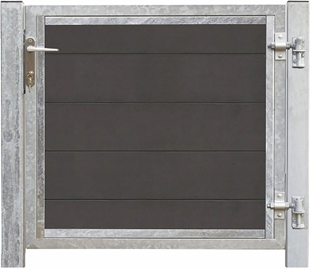 Plus Holz Einzeltor Futura WPC Schiefergrau mit verzinktem Pfosten B: 115 cm, H: 91 cm - Bild 1