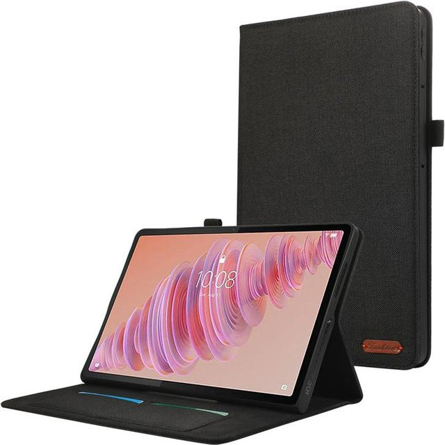 Lenovo Tab Plus 2024 Hülle mit weichem Cowboy-Ständer und Flip-Abdeckung in Schwarz - Bild 1