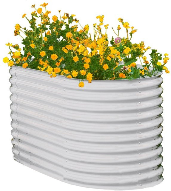 Oval Hochbeet L aus Stahl in Silber, B/T/H: 160 x 80 x 81 cm - Bild 1