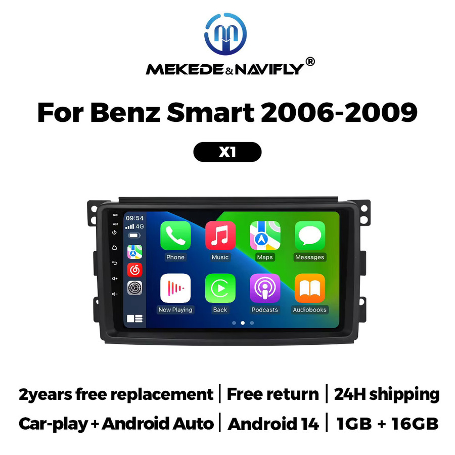 MEKEDE Drahtloses CarPlay und Android Auto Autoradio mit GPS-Navigation für Mercedes Benz und Smart Fortwo 451, 2 DIN, Schwarz - Bild 5