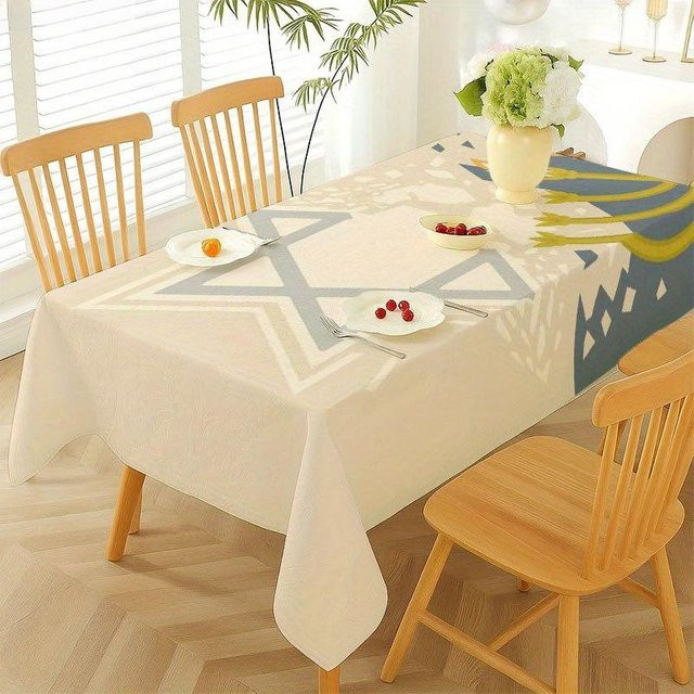 Wasserdichte rechteckige Tischdecke von JMG Household Supplies in Beige für jüdische Feiertage, B/T: 90 x 140 cm - Bild 1