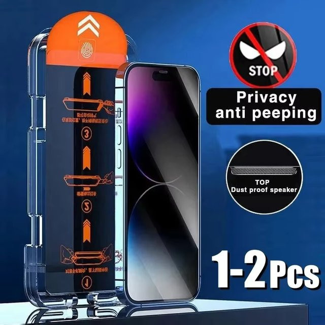 Anti-Spy Displayschutzfolie aus Glas mit oleophober Beschichtung für Apple iPhone 11 12 13 14 15 16 Pro Max Mini XR in Transparent - Bild 1