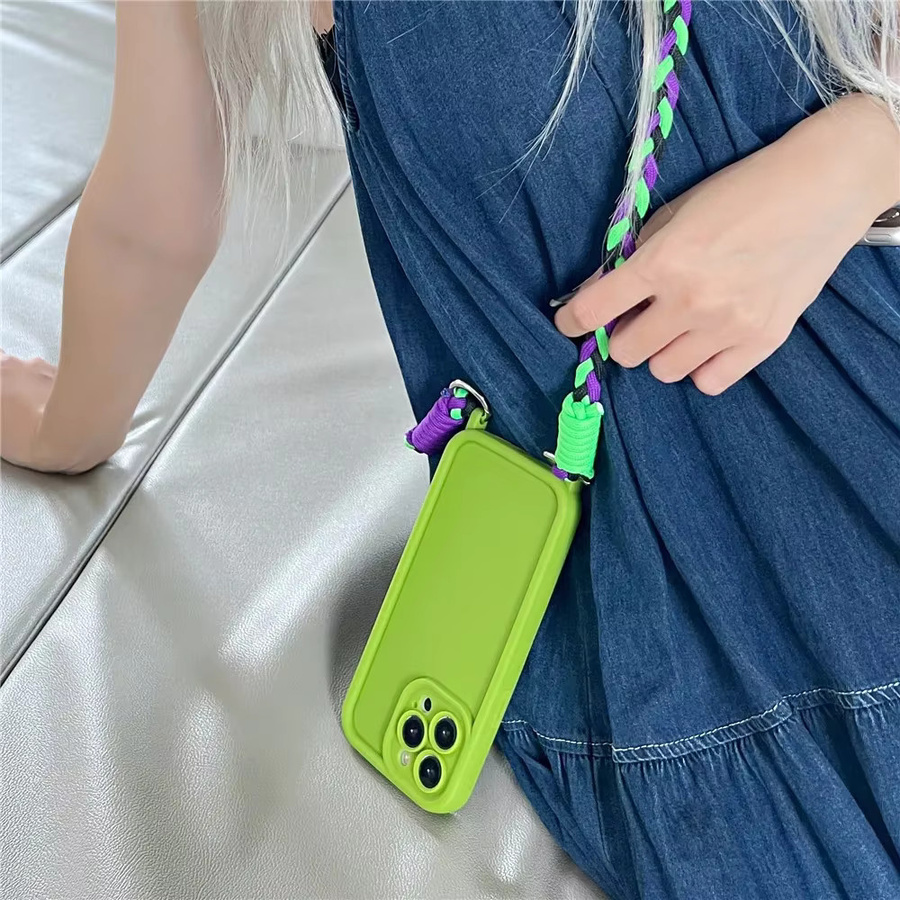 Stoßfeste Silikon-Umhängetasche mit Lanyard für Apple iPhone 11 bis 16 Pro Max in Weiß - Bild 2
