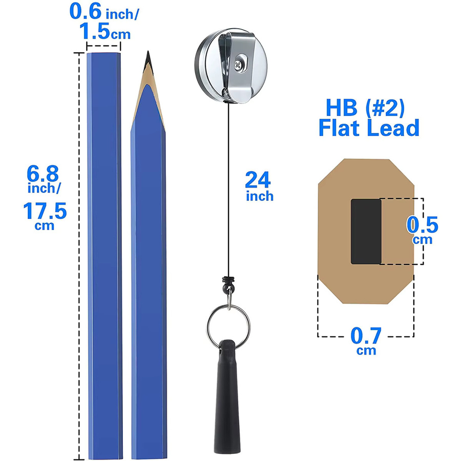 Toorise 12er Set Achteckige und Quadratische Carpenter Bleistifte für Holzbearbeitung und Zeichnen in Blau mit HB Graphitmine - Bild 3