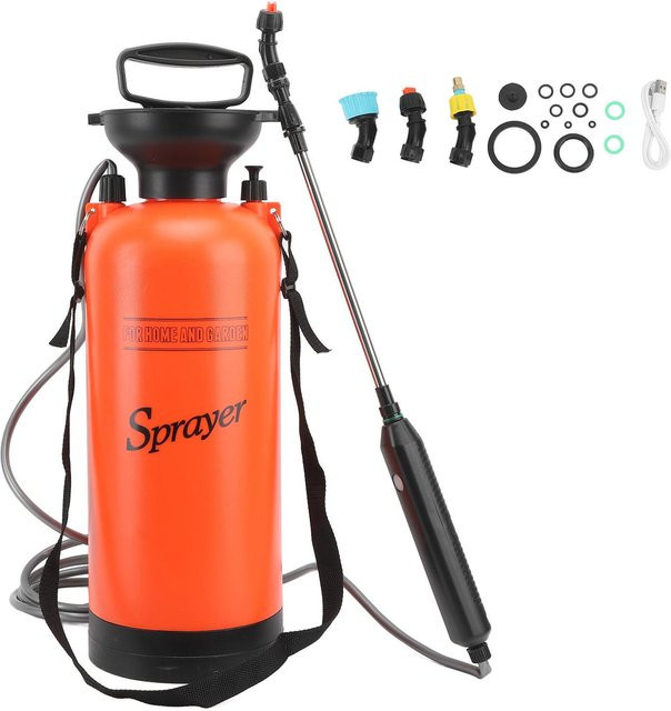 Elektrischer Gartensprüher von aimo mit wiederaufladbarem Akku in Schwarz und Orange - Bild 1