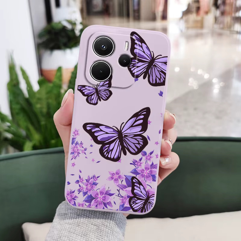 Schmetterling Silikon-Handyhülle für Xiaomi Redmi Note Serie in Schwarz und Lila - Bild 3