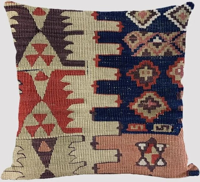 JMG Clothing Vintage Kilim Kissenbezug Boho Ethnisch Geometrisch in Pfirsichhaut und Multicolour, B/T/H: 40 x 40 x 0 cm - Bild 1