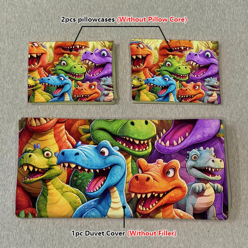 3-teiliges Dinosaurier Bettwäsche-Set AEqueen aus weichem Mikrofaser-Stoff, buntes Cartoon-Design, B/H: 200 x 230 cm - Bild 2