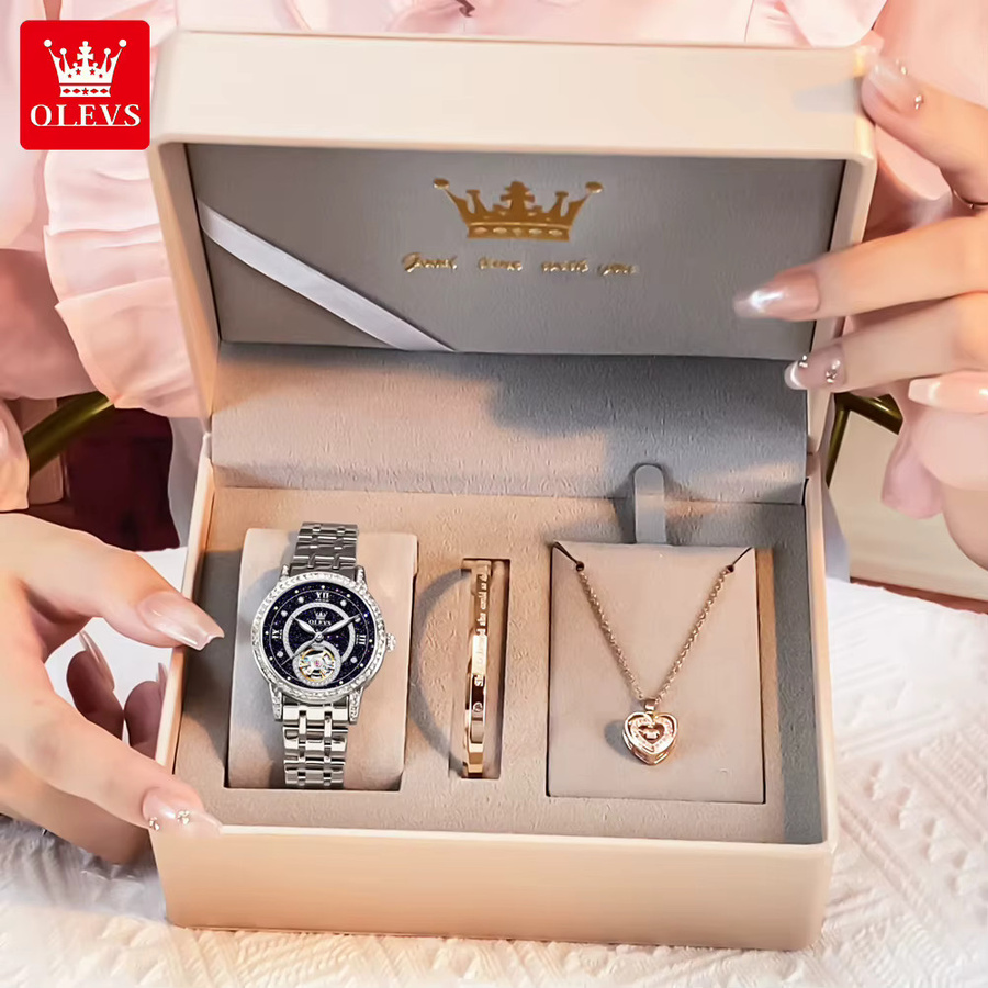 OLEVS Armbanduhr, Edelstahl, Diamant, Damen, Handaufzug, Silber - Bild 4