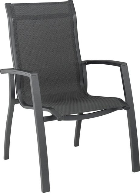Kettler Stapelsessel Altura Curve in Anthrazit mit Teakholz und Aluminium, 4er Pack, B/T/H: 66 x 67 x 100 cm - Bild 1