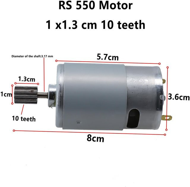 Industy Accessories Spielzeugauto Motor, 10 Zähne, 1cm Zahnrad, 12V - Bild 1