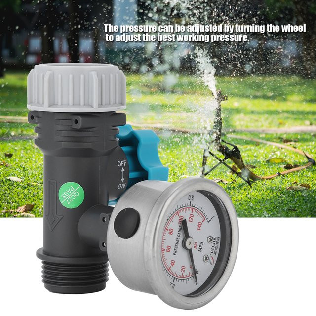 VBESTLIFE Wasserdruckregler-Ventil mit Manometer und 3/4 Zoll Anschluss für die Gartenbewässerung, Mehrfarbig - Bild 1