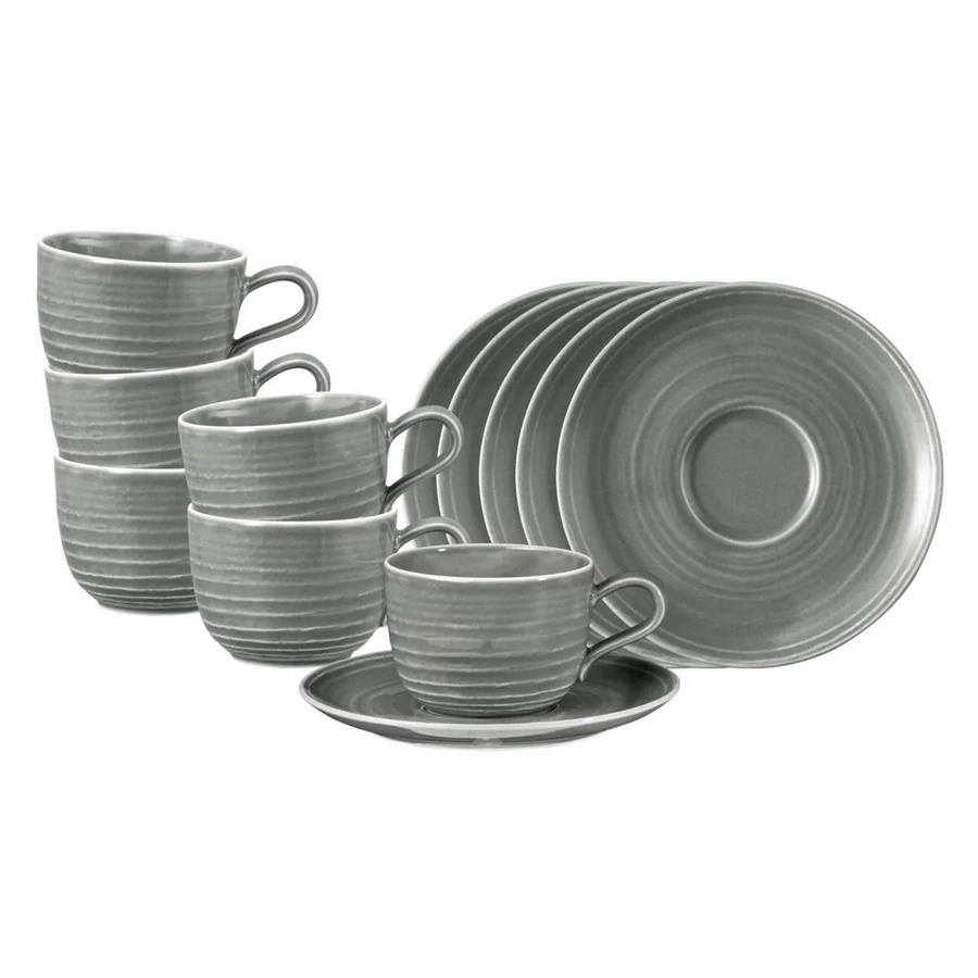 Seltmann Weiden Terra Kaffeetassen mit Untertassen 6er Set Perlgrau 260 ml - Bild 2