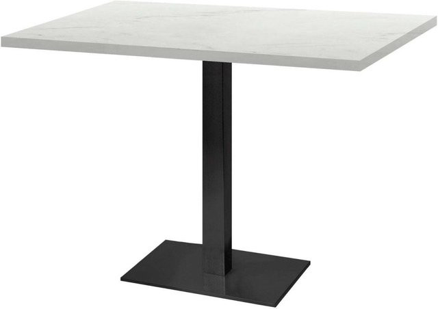 RestooTab Tisch Milan rechteckig mit marmorierter Platte in Weiß und Beige sowie schwarzem Gestell, B/T/H: 120 x 70 x 75 cm - Bild 1