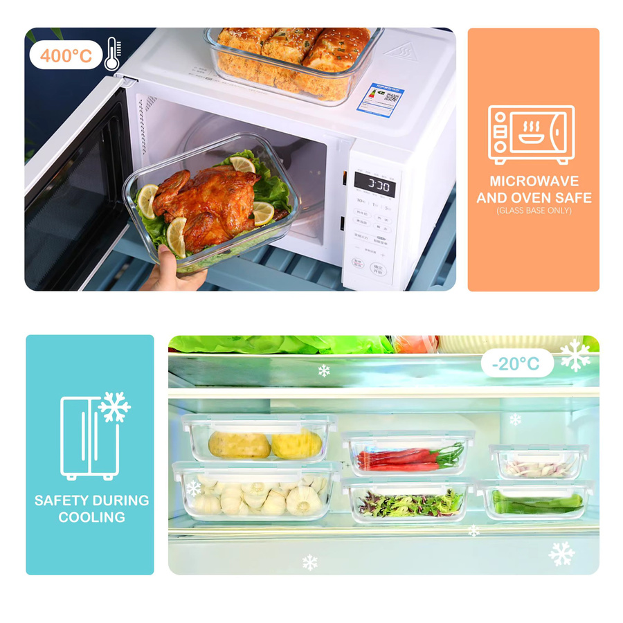 SAEIV Frischhaltedosen Set mit Deckel, 4er Pack transparent, BPA-frei und gefriergeeignet, Volumen: 370 ml, 640 ml, 1040 ml und 1520 ml - Bild 2