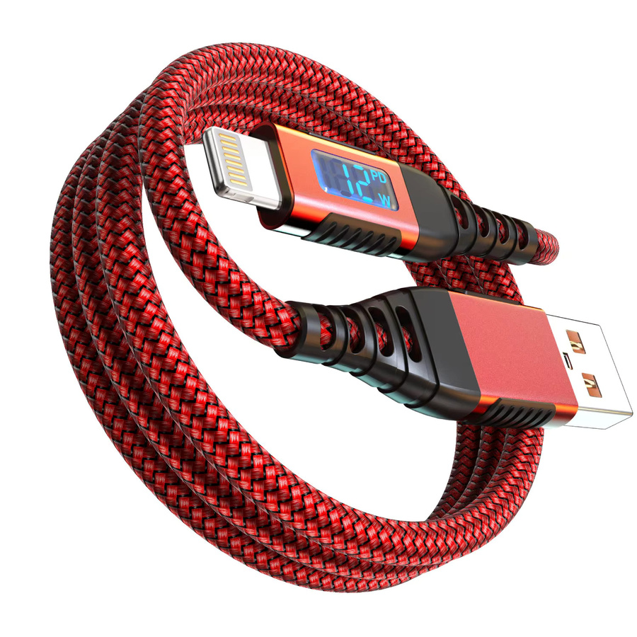 LAIHONEN MFi-zertifiziertes USB-A zu Lightning Ladekabel mit LED-Anzeige in Rot für 12W Schnellladung, kompatibel mit iPhone 8-14 und iPad - Bild 4