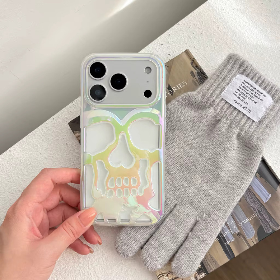 Stoßfeste iPhone Schutzhülle mit illustriertem Skelett-Schädel-Design in Multicolor für Apple iPhone 17 16 15 14 13 12 Pro Max - Bild 4