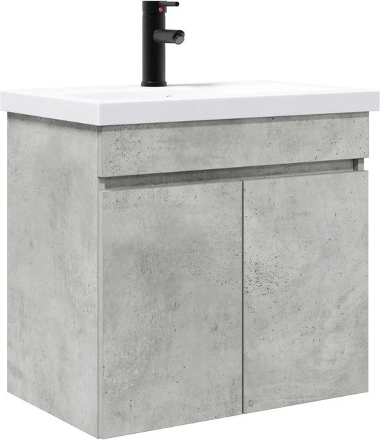 vidaXL Badezimmer Waschtischunterschrank mit Waschbecken in Betongrau, Wandmontage, Modernes Design - Bild 1