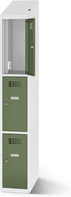 rotstahl Fächerschrank mit Ladefunktion und 3 Fächern in Hellgrün, B: 40 cm, H: 200 cm - Bild 1